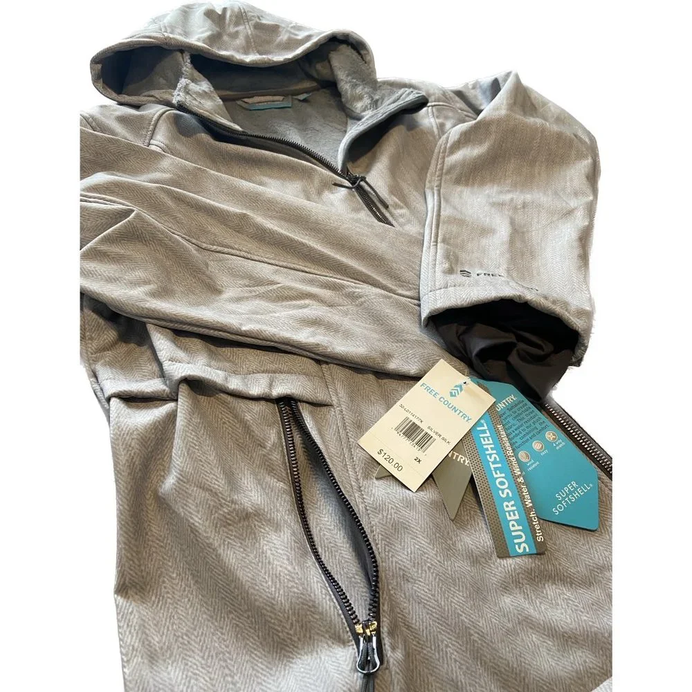 Free Country Grey Womens Zip Jacket With Hood 1XL 2XL 3XL NWT - Picture 7 of 9